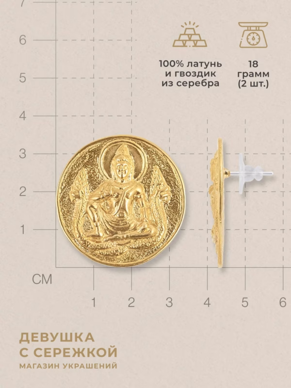Сережки «Монеты Будда» — фото 3