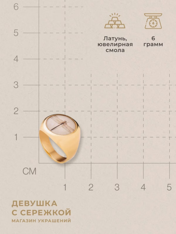 Кольцо-печатка «Стрекоза» — фото 3